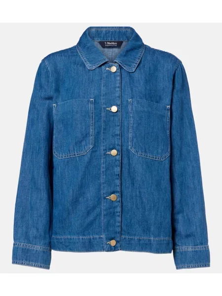 Lniana kurtka jeansowa S Max Mara niebieska