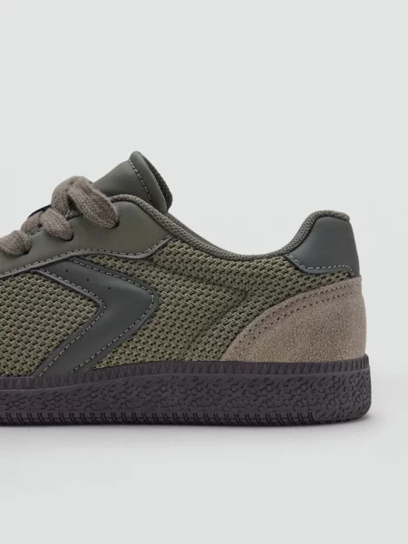 Buty sportowe z łączonych materiałów ze skórą khaki Dzieci 39 MANGO KIDS