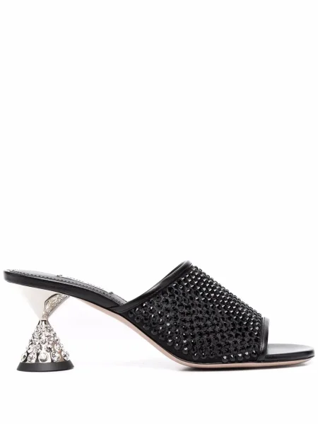 Sandale Miu Miu din piele de cristal negru