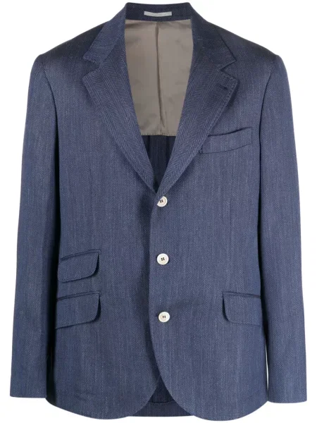 Sacou Brunello Cucinelli cu model herringbone albastru