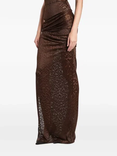 Fusta maxi Alex Perry cu imagine cu model leopard drapată maro