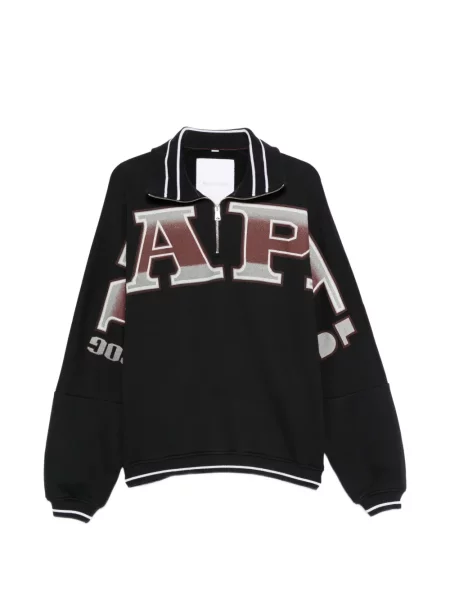 Gulerat hanorac Napapijri cu dungi de jumătate de fermoar negru