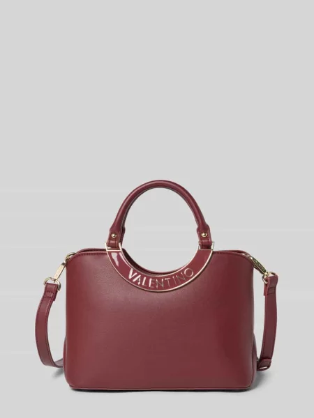 Lniana torebka Valentino Bags biznesowa czerwona