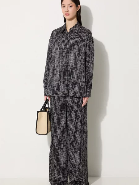 Kenzo pantaloni Weave Pajama Pants negru