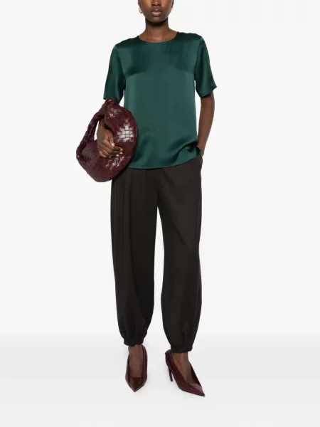 Scurt tricou Antonelli din satin verde
