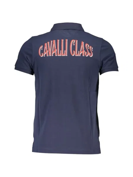 Tricou polo Cavalli Class cu autograf albastru