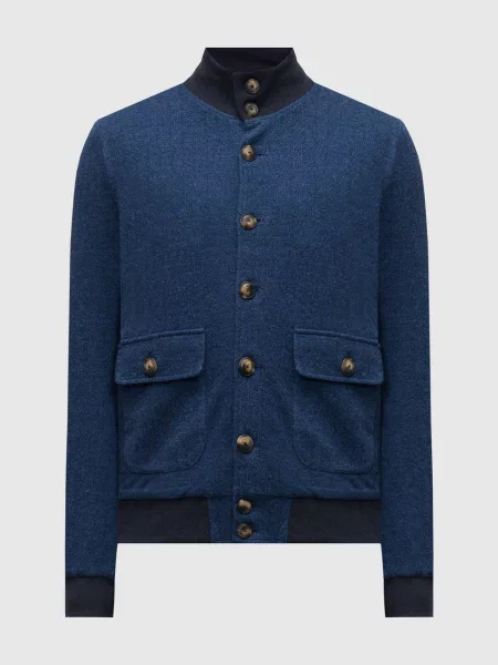 Куртка з льоном з логотипом Capobianco синя