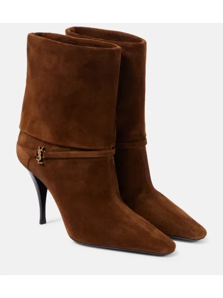 Botine Saint Laurent din piele de căprioară bej