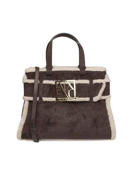 Shopperka Armani Exchange zamszowa brązowa
