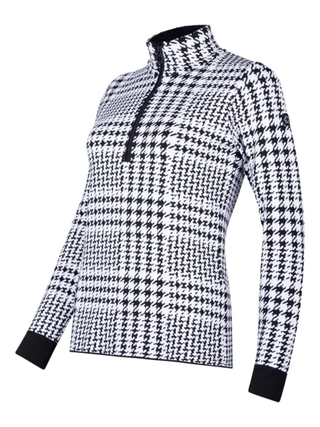 Top Newland w pepitkę z zamkiem błyskawicznym do połowy biały