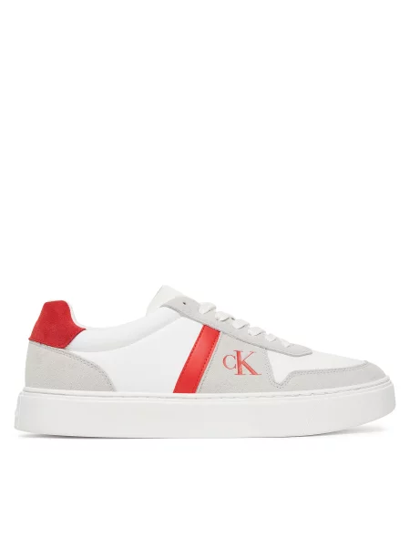 Laisvalaikio batai Calvin Klein Mixed Texture Lace Up Cupsole Trainers balta