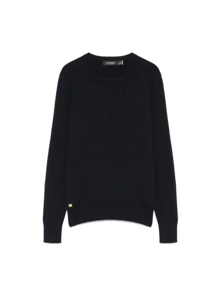 Dzianinowy sweter Lauren Ralph Lauren z okrągłym dekoltem niebieski