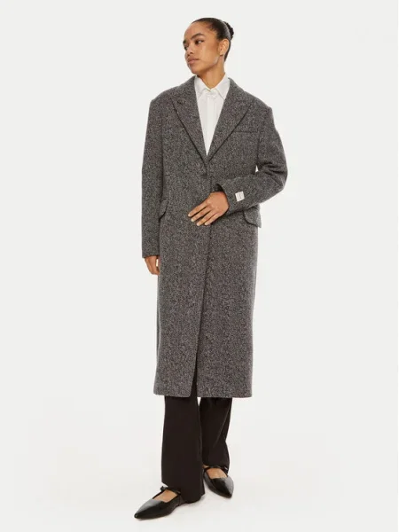 Calvin Klein Palton de lână Herringbone Single gri