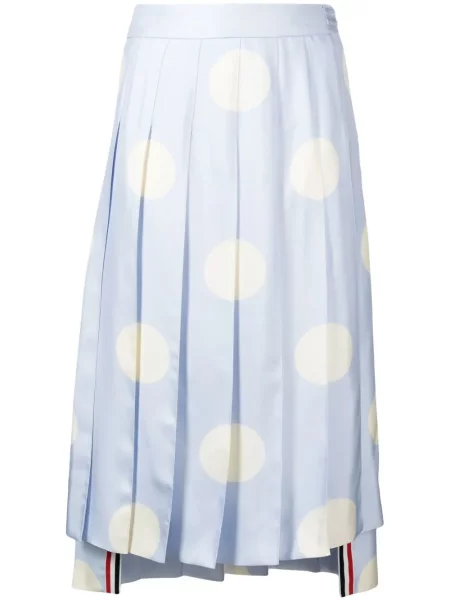 Fusta plisata Thom Browne de mătase cu buline cu imagine albastru