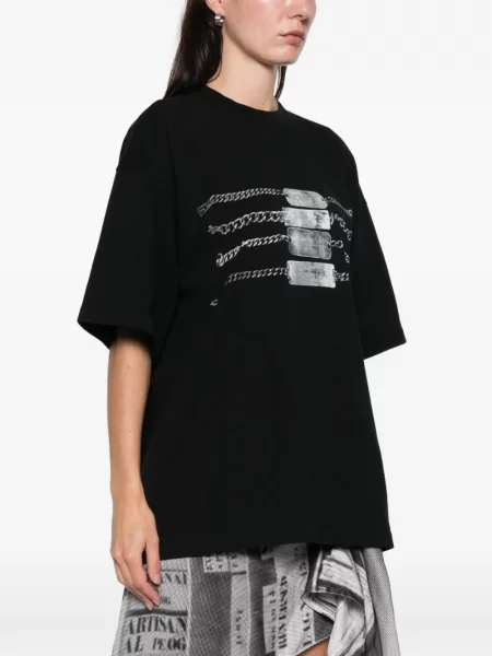 Tricou Alexander Wang cu decolteu rotund negru