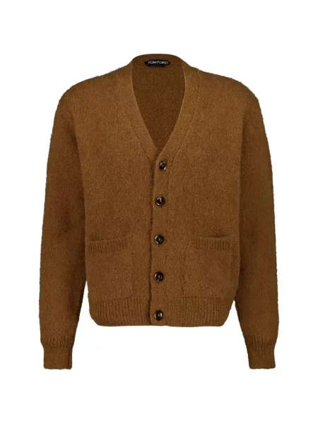 Kardigan Tom Ford z dekoltem w serek brązowy
