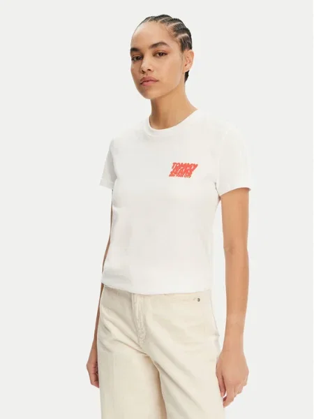 Tommy Jeans Tricou Bubble alb