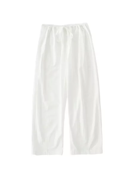 Pantaloni Studio Nicholson cu legături alb