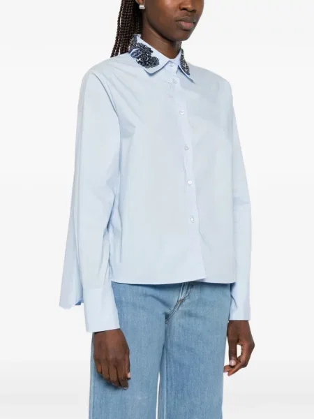 Koszula Ermanno Firenze z falbankami niebieska