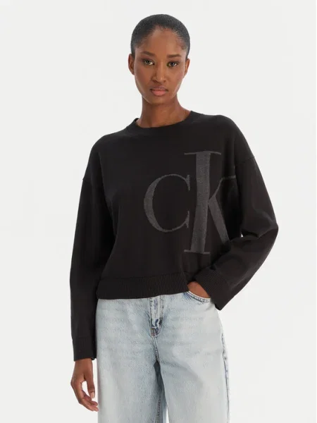 Calvin Klein Jeans Sveter tmavosivá čierna