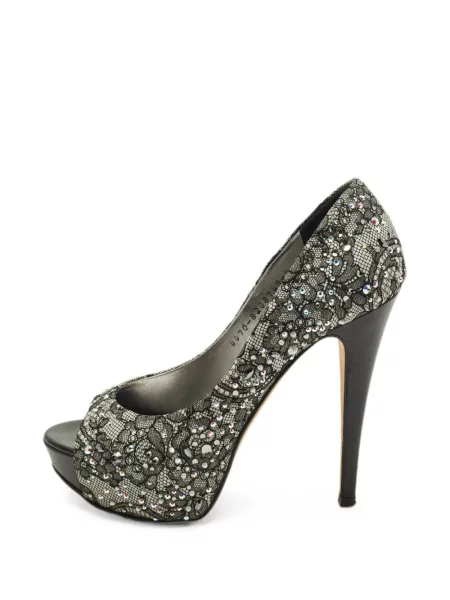 Pantofi cu toc Gina din dantelă negru