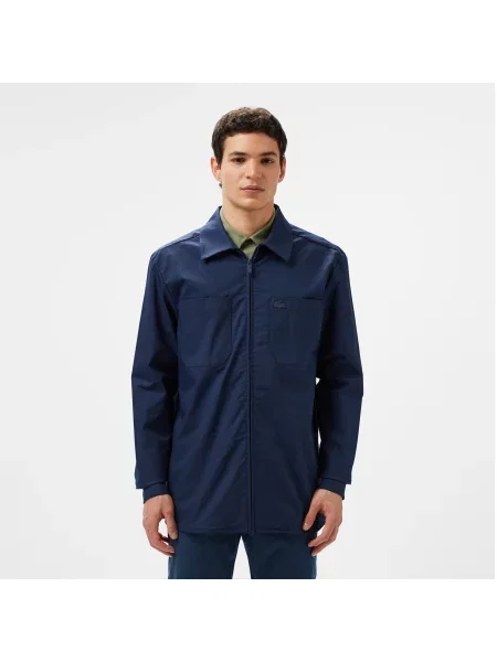 Lacoste Kurtka Z Kołnierzem Koszulowym Regular Fit granatowa