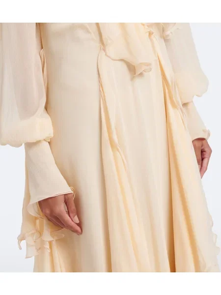 Rochie maxi Blumarine cu volane bej