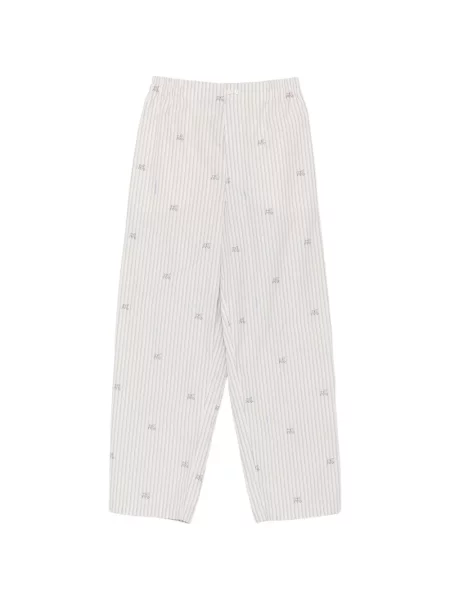 Pantaloni Jacquemus cu broderie cu dungi alb