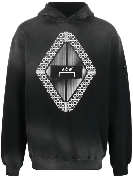 Суичър с качулка A-cold-wall* с принт с градиентным принтом черно