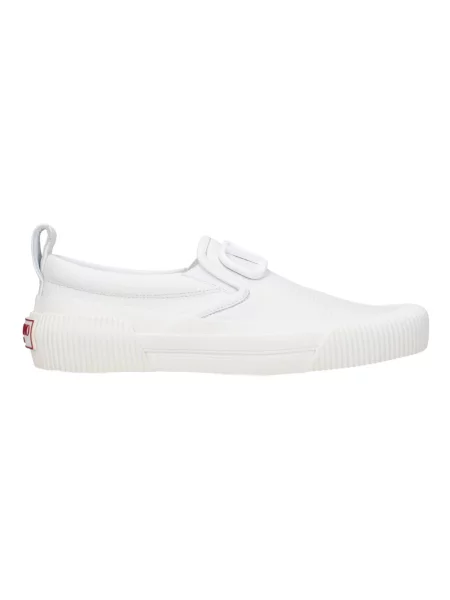 Lniane sneakersy Valentino Garavani wsuwane z logo białe