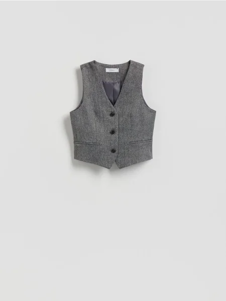 Reserved Garniturowa kamizelka ciemnoszary