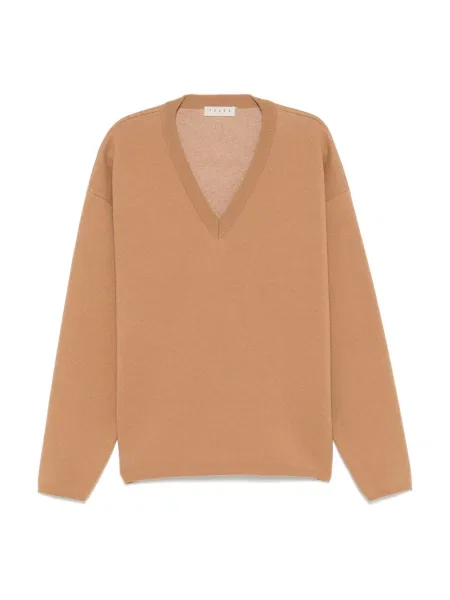 Sweter Paura wełniany brązowy
