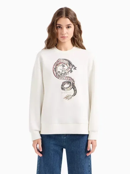 Світшот Emporio Armani Chinese New Year бавовна/поліестер/еластан білий