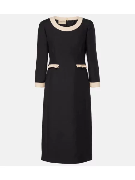 Obleka midi obleka Valentino iz krep tkanine nad koleni črna