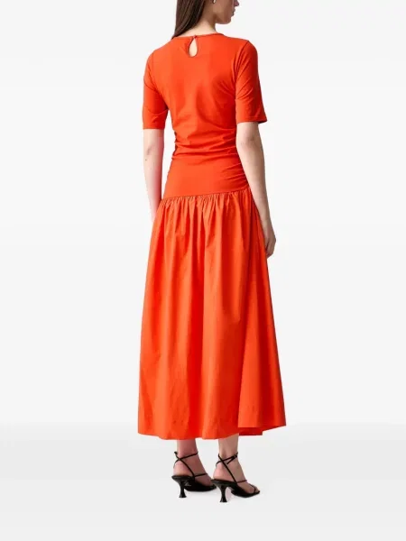 Rochie maxi Never Fully Dressed cu volane portocaliu