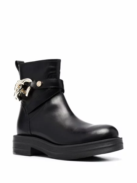 Zkrácené polokozačky Love Moschino se srdcovým vzorem černé