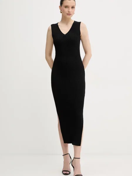 Armani Exchange oprijeta obleka viskozna črna