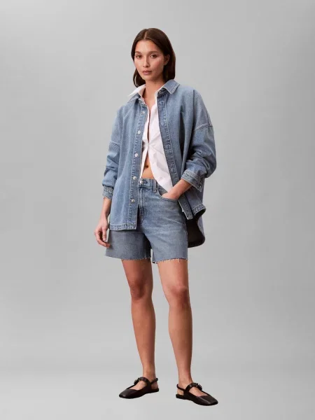 Calvin Klein Jeans bluzka dżinsowa Kobiety jednolity S niebieski