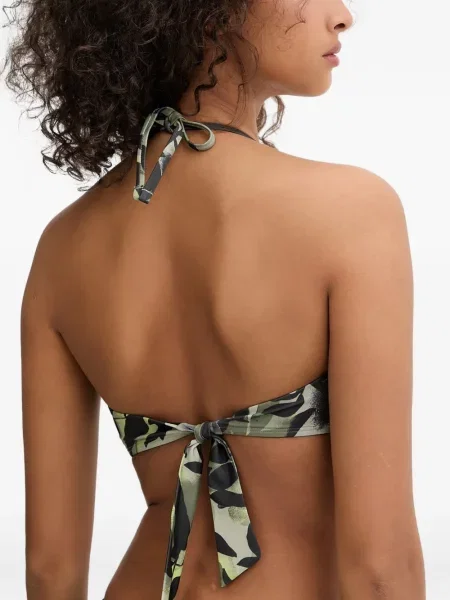 Bikini Armani Exchange cu talie înaltă cu imagine verde