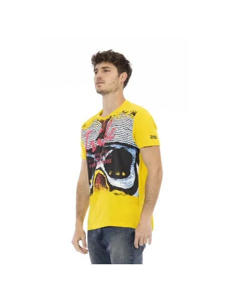 Koszulka Trussardi z okrągłym dekoltem casual żółta