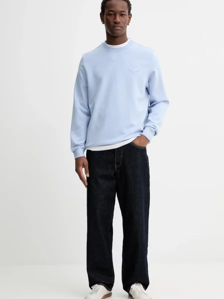 PS Paul Smith bluza z domieszką wełny gładka niebieski