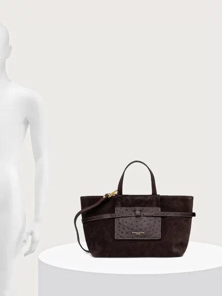 Gianni Chiarini шопинг чанта дамска от велур BELTY кафяво