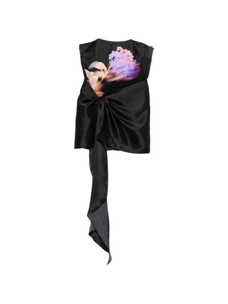 Květinové šaty David Koma s potiskem černé