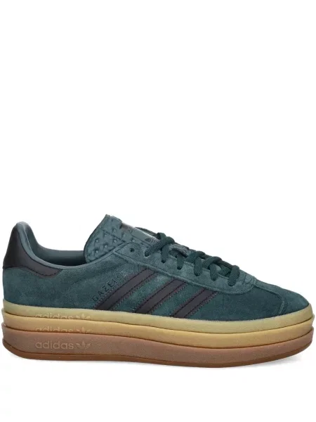 Pruhované kalhoty Adidas s výšivkou na platformě černé