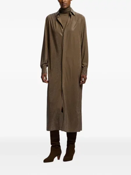 Rochie midi Ralph Lauren Collection de mătase maro