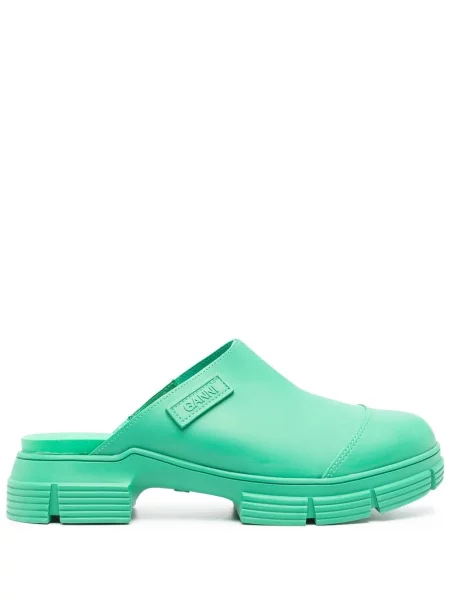 Papuci tip mules Ganni slip-on verde