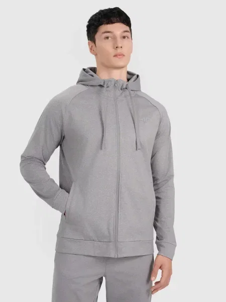 4F zapinana treningowa bluza z drapanej dzianiny L szara