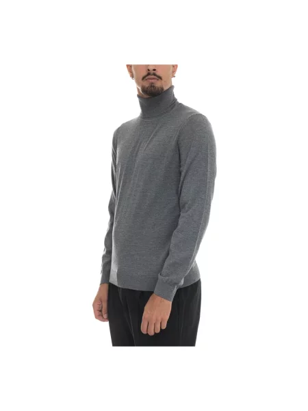 Sweter z golfem Hugo z logo szary