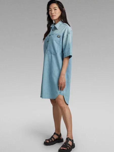 Джинсова сукня G-star Raw блакитна