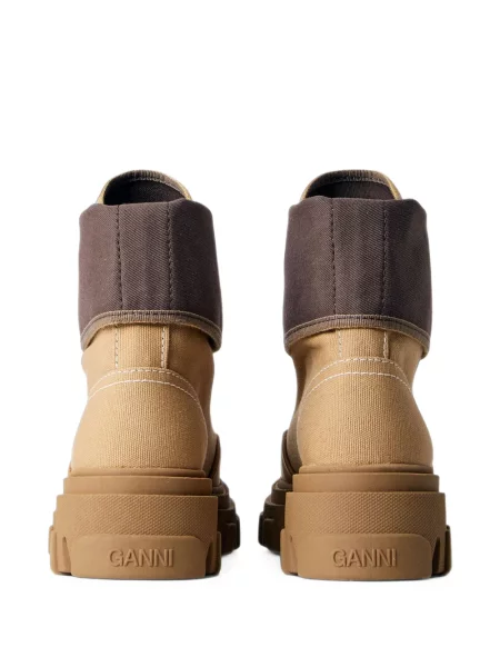 Botine Ganni cu șireturi din dantelă maro